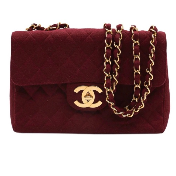 CHANEL Handbags - CHANEL Red Canvas Jumbo Bag